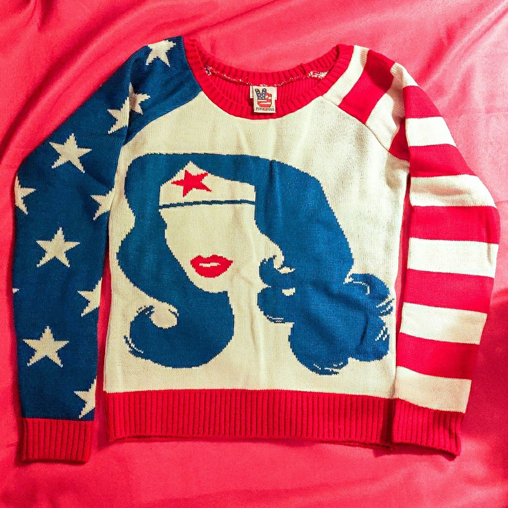 Wonder Woman Stars & Stripes Retro Graphic Sweater